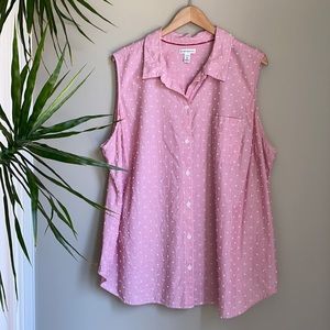 Red & White Sleeveless Top